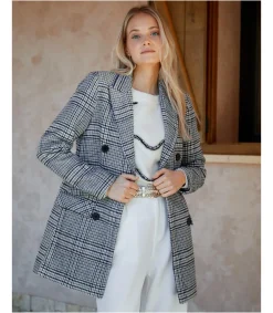 Polin et moi BLAZERS Y CAZADORAS>Blazer Cuadros Hatty denim