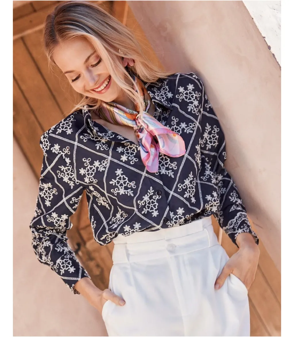 Polin et moi BLUSAS Y CAMISAS>Blusa Bordados Aixa Marino