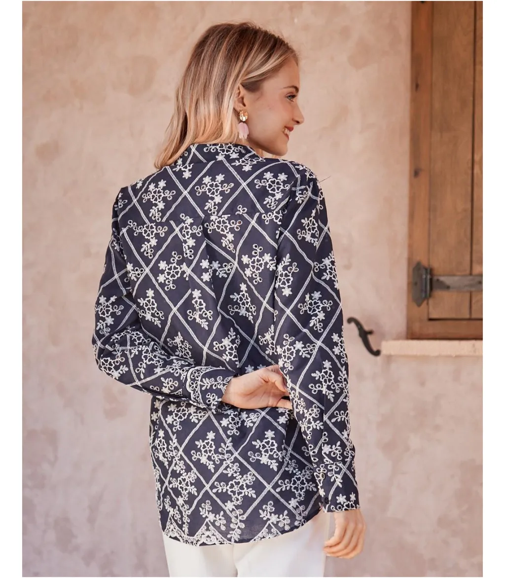 Polin et moi BLUSAS Y CAMISAS>Blusa Bordados Aixa Marino