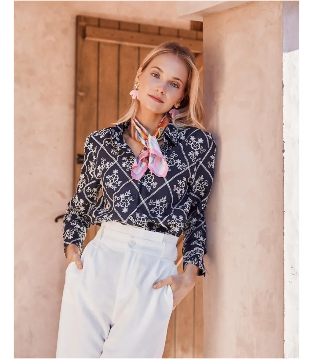 Polin et moi BLUSAS Y CAMISAS>Blusa Bordados Aixa Marino