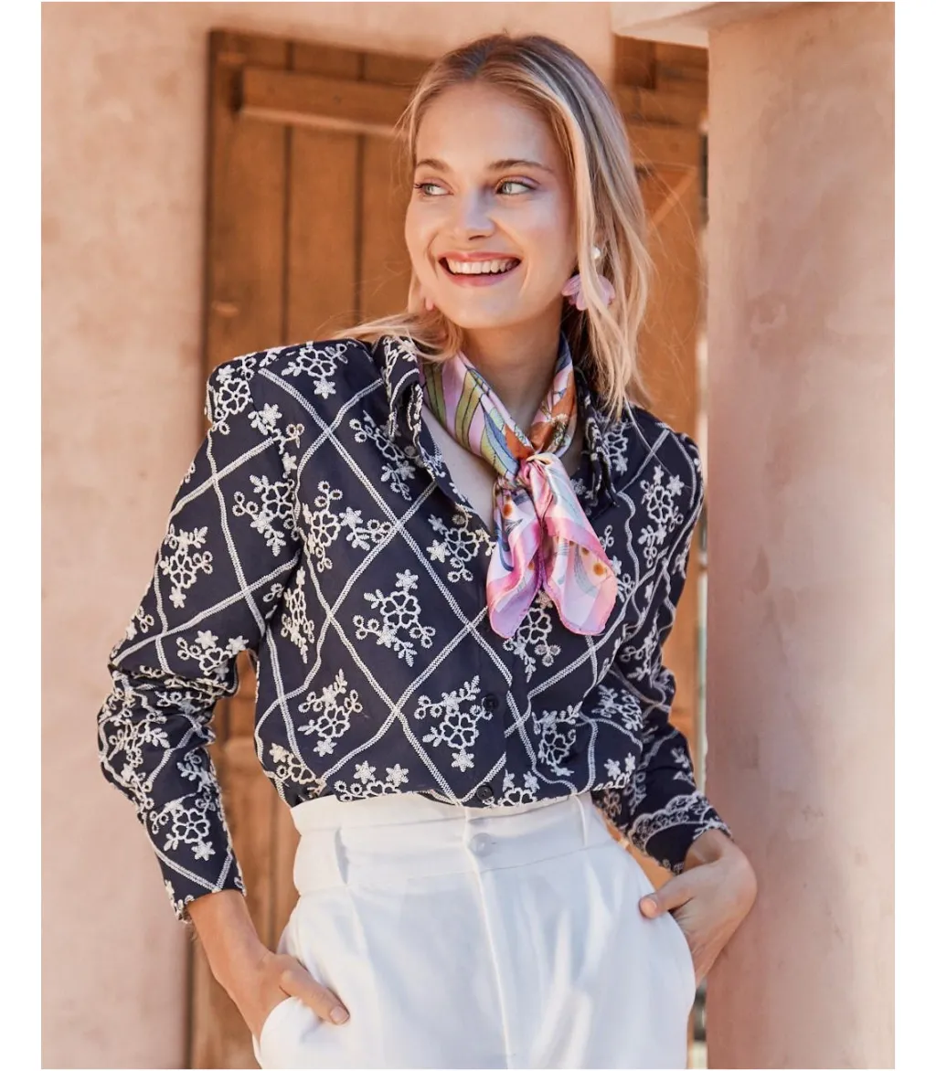 Polin et moi BLUSAS Y CAMISAS>Blusa Bordados Aixa Marino