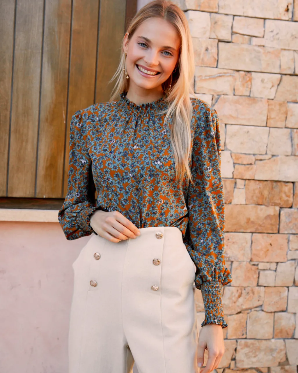 Polin et moi BLUSAS Y CAMISAS>Blusa Cuello Nice ocre