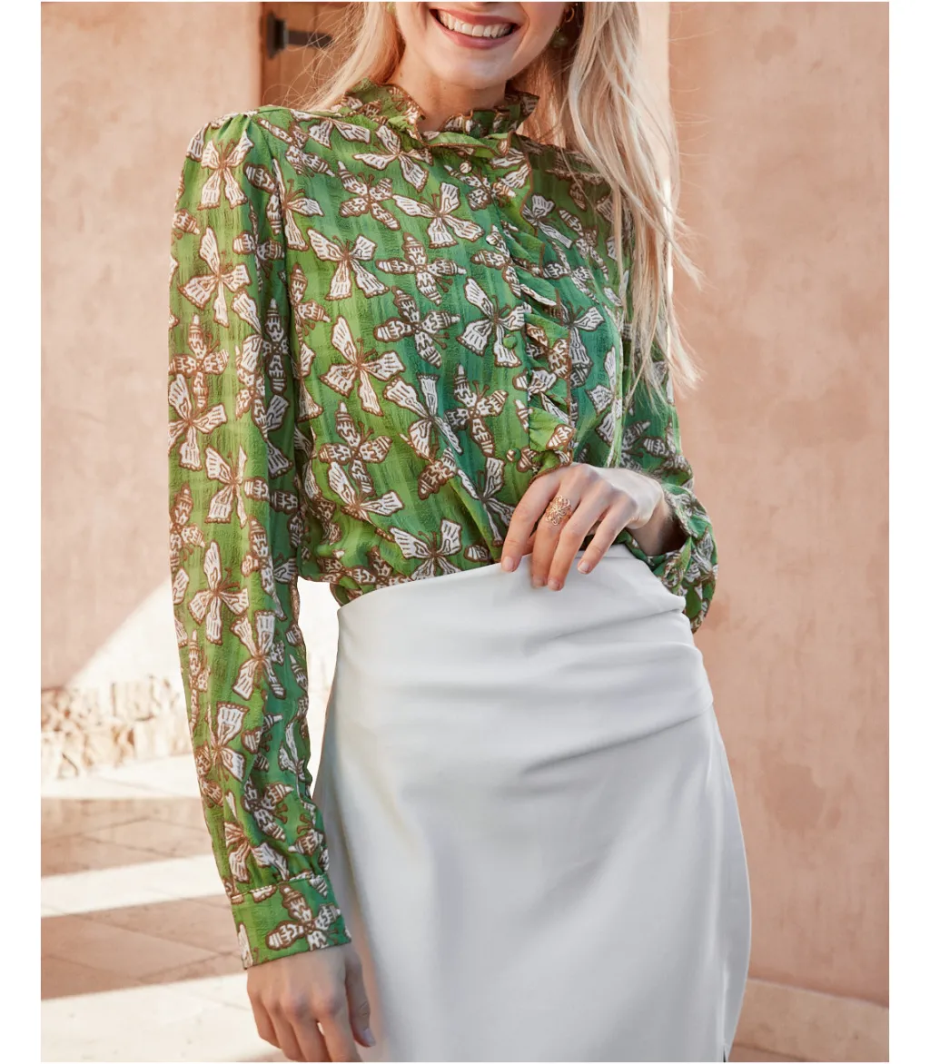 Polin et moi BLUSAS Y CAMISAS>Blusa Volantes Aneva VERDE MANZANA/ MENTA