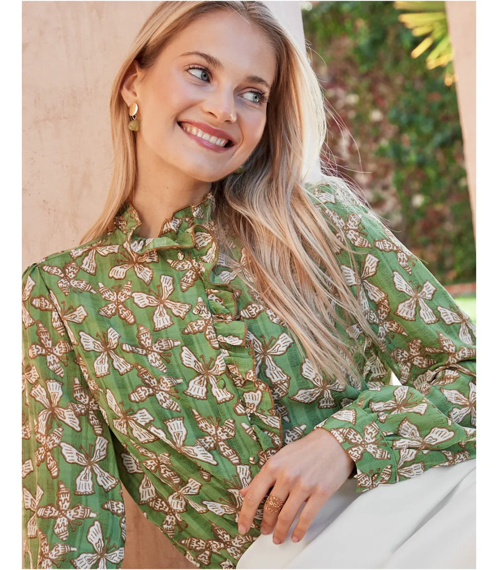 Polin et moi BLUSAS Y CAMISAS>Blusa Volantes Aneva VERDE MANZANA/ MENTA