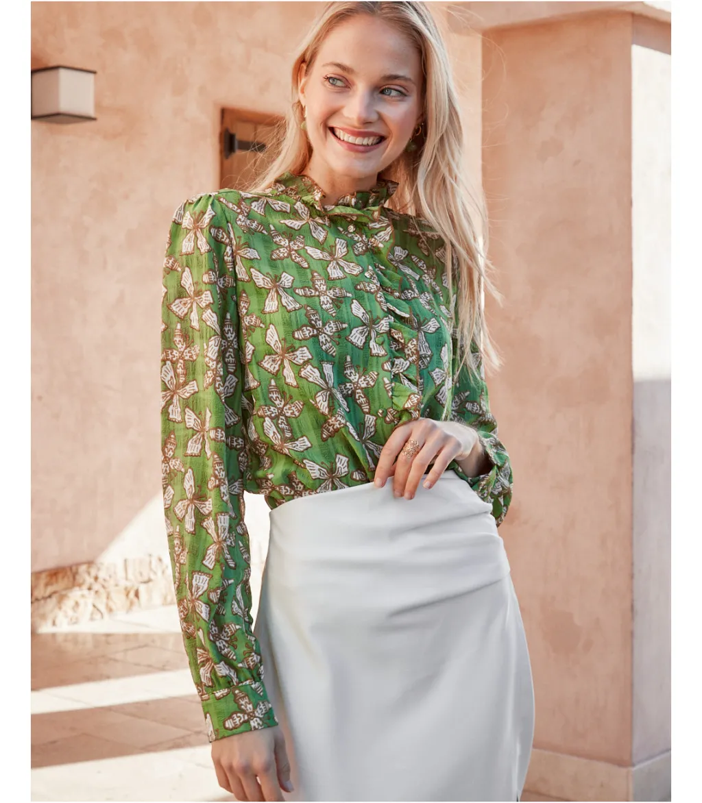 Polin et moi BLUSAS Y CAMISAS>Blusa Volantes Aneva VERDE MANZANA/ MENTA