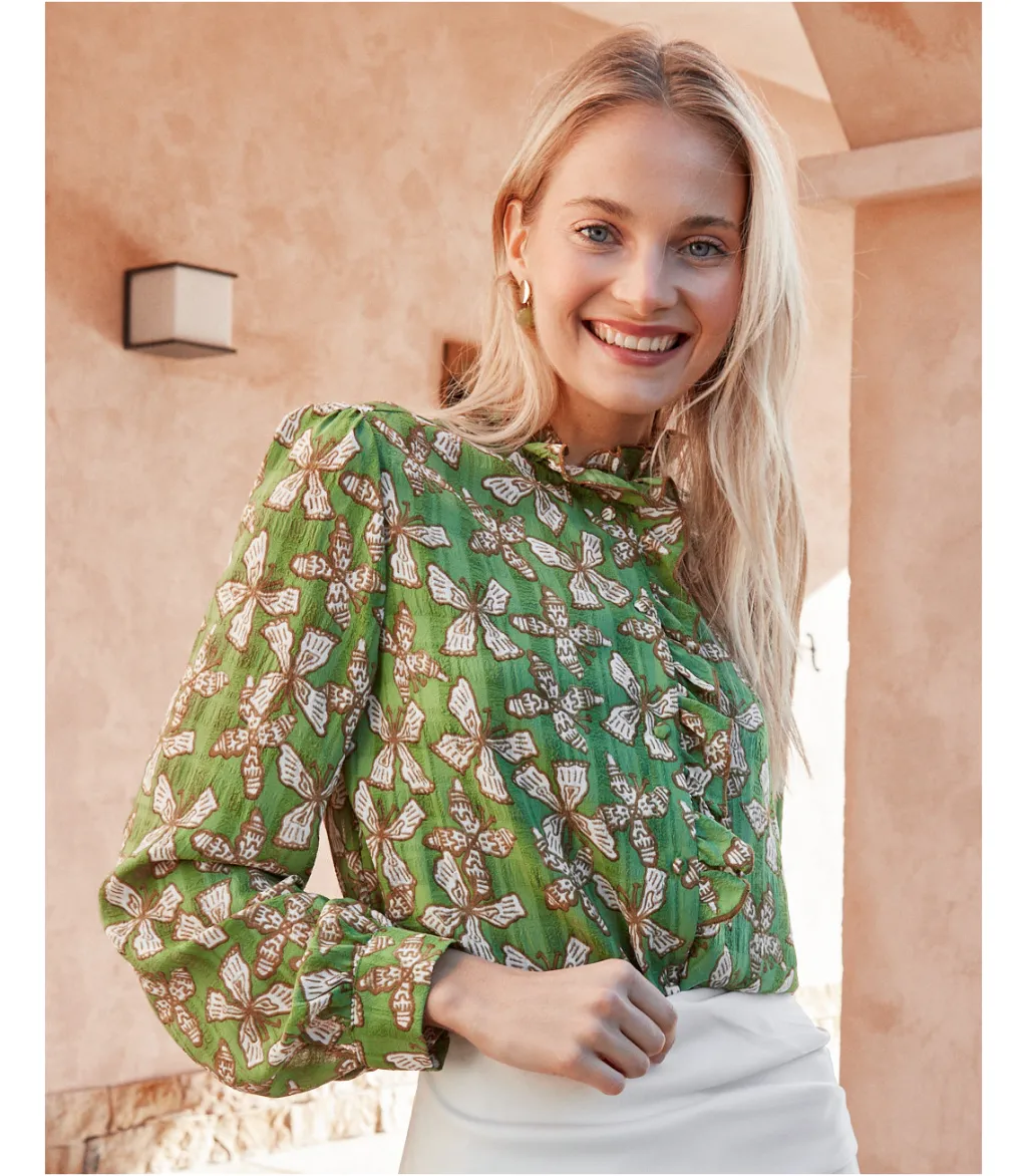 Polin et moi BLUSAS Y CAMISAS>Blusa Volantes Aneva VERDE MANZANA/ MENTA