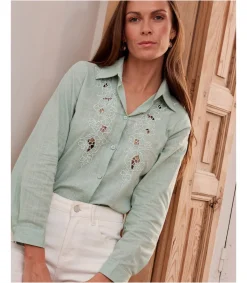 Polin et moi BLUSAS Y CAMISAS>Camisa Bordados Priscilia Menta