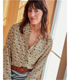 Polin et moi BLUSAS Y CAMISAS>Camisa Floral Lorel OLIVA