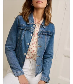 Polin et moi BLAZERS Y CAZADORAS>Cazadora Volantes Filomena DENIM