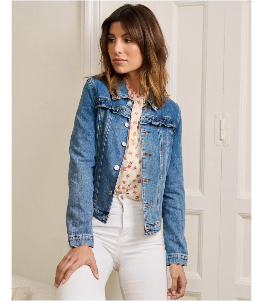 Polin et moi BLAZERS Y CAZADORAS>Cazadora Volantes Filomena DENIM