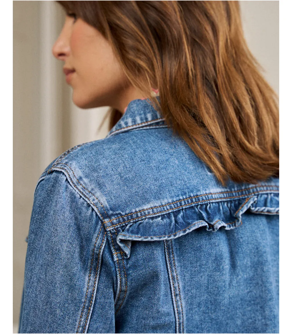 Polin et moi BLAZERS Y CAZADORAS>Cazadora Volantes Filomena DENIM