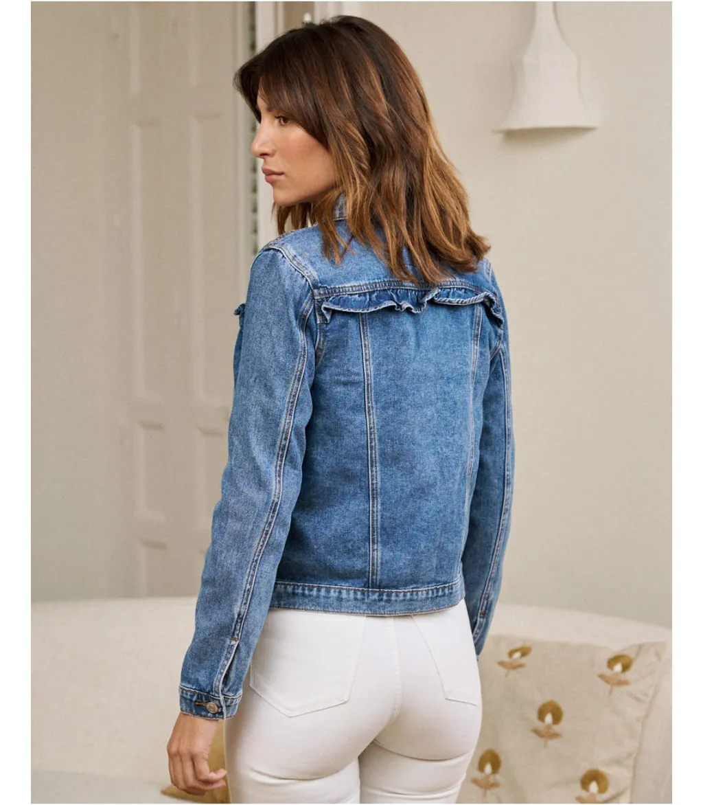 Polin et moi BLAZERS Y CAZADORAS>Cazadora Volantes Filomena DENIM