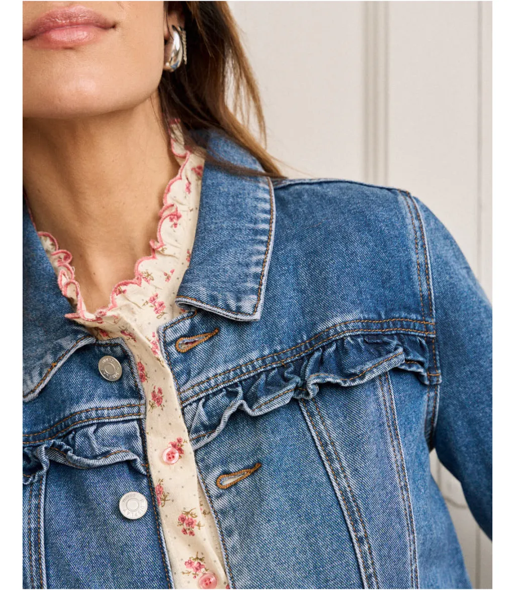 Polin et moi BLAZERS Y CAZADORAS>Cazadora Volantes Filomena DENIM