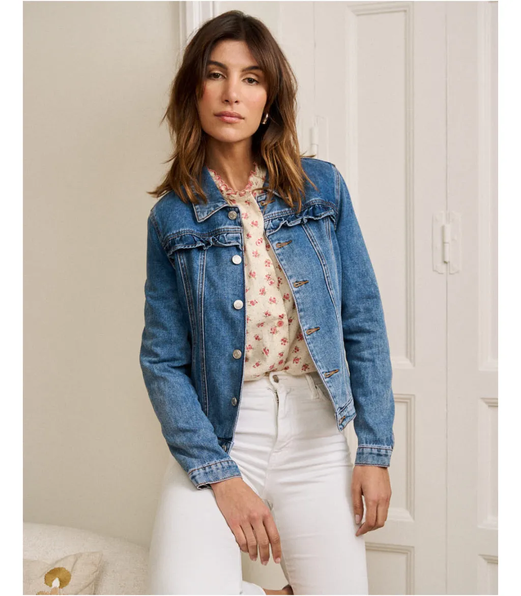 Polin et moi BLAZERS Y CAZADORAS>Cazadora Volantes Filomena DENIM