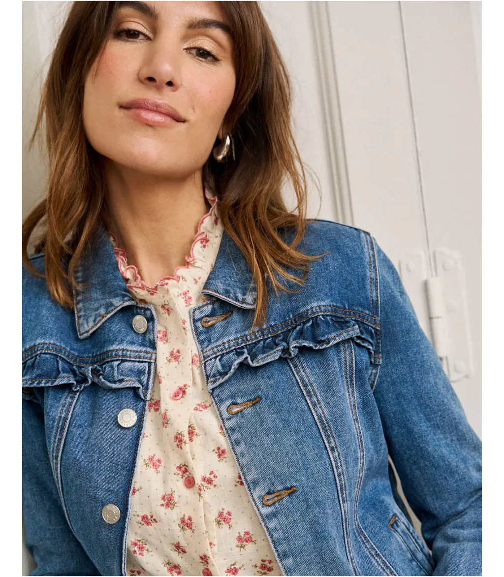 Polin et moi BLAZERS Y CAZADORAS>Cazadora Volantes Filomena DENIM