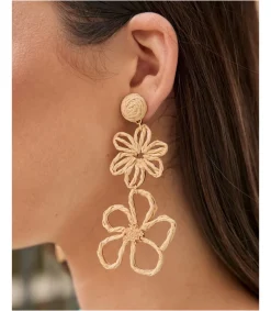 Polin et moi BISUTERÍA|FERIA>Pendiente Largo Florfia Oro