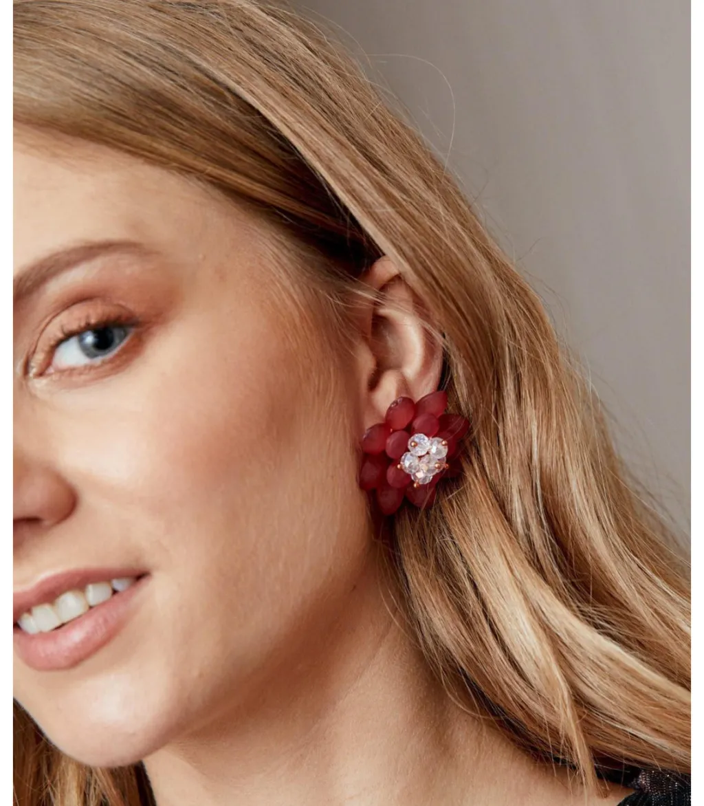 Polin et moi BISUTERÍA>Pendientes Flor Boliras Cereza