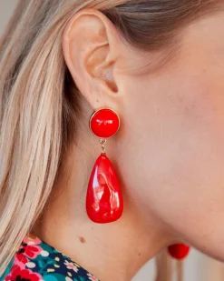 Polin et moi BISUTERÍA|FERIA>Pendientes Lágrima Dolma Rojo