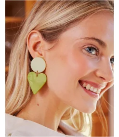 Polin et moi BISUTERÍA|FERIA>Pendientes Verde Corazón OLIVA