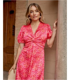 Polin et moi VESTIDOS INVITADA>Vestido Escote Xandra Fucsia