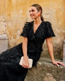 Polin et moi FERIA>Vestido Flecos Ilargi negro