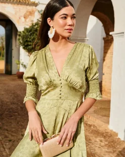 Polin et moi FERIA|VESTIDOS INVITADA>Vestido Flores Anara Eucalipto