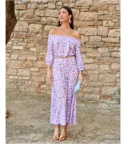 Polin et moi VESTIDOS INVITADA>Vestido Flores Aroa Lila