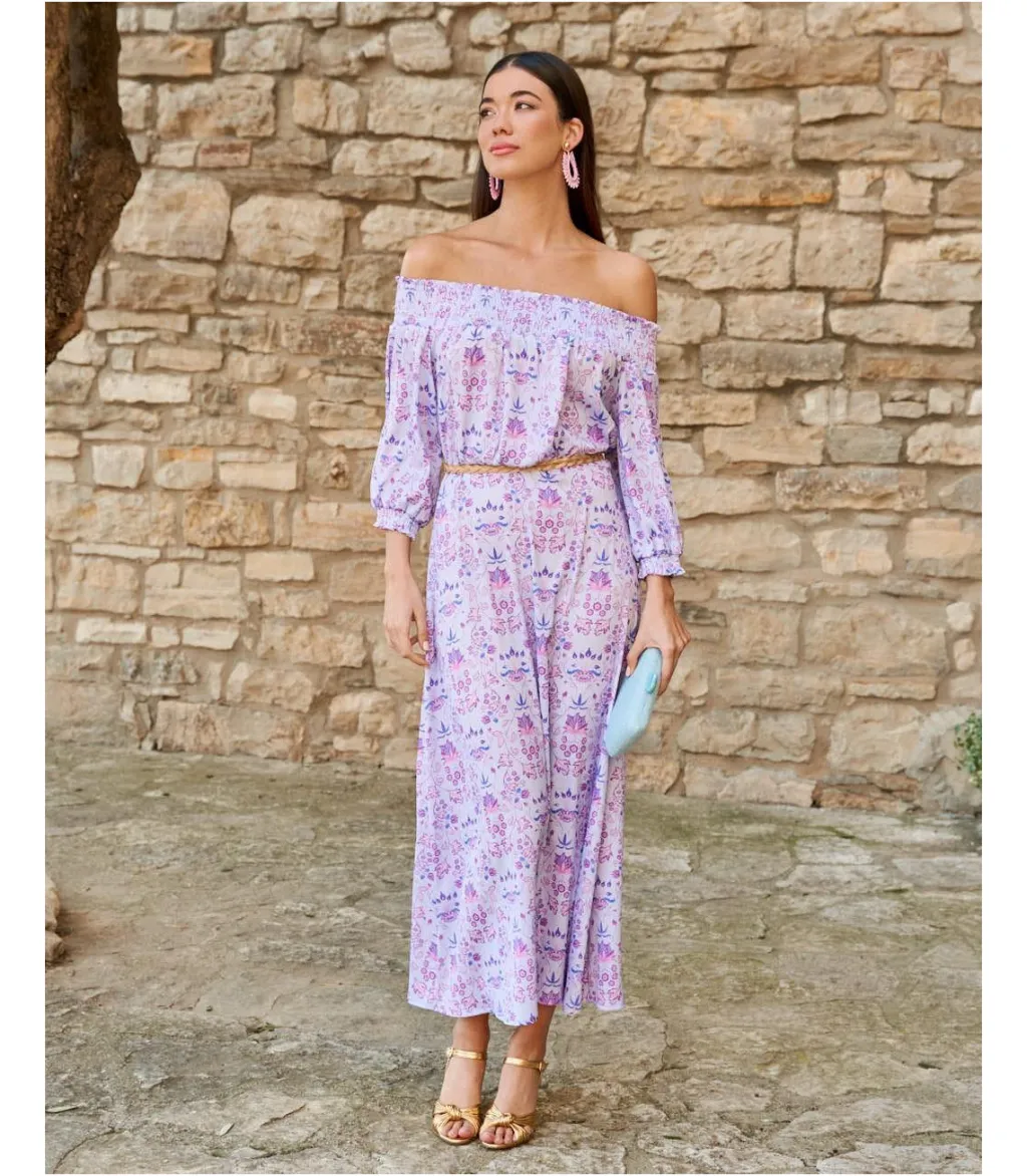 Polin et moi VESTIDOS INVITADA>Vestido Flores Aroa Lila