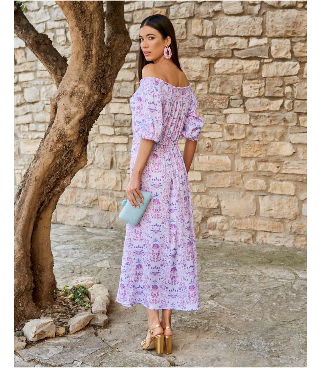 Polin et moi VESTIDOS INVITADA>Vestido Flores Aroa Lila