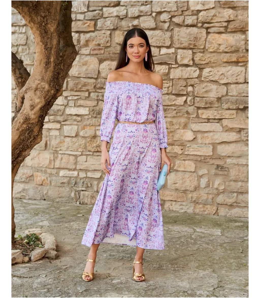 Polin et moi VESTIDOS INVITADA>Vestido Flores Aroa Lila