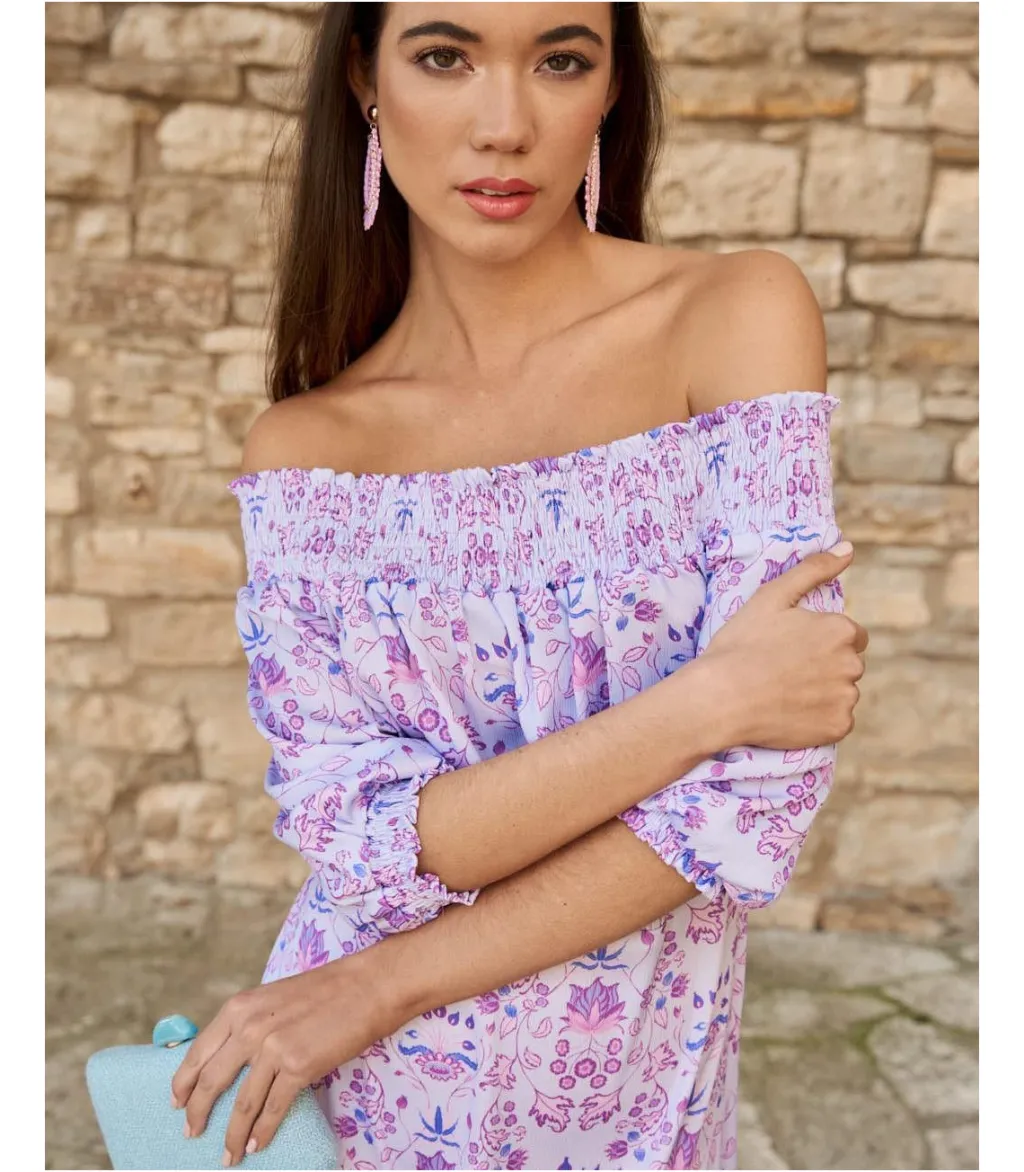 Polin et moi VESTIDOS INVITADA>Vestido Flores Aroa Lila
