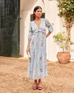 Polin et moi VESTIDOS INVITADA>Vestido Flores Laia Celeste