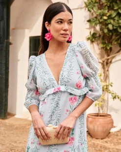 Polin et moi VESTIDOS INVITADA>Vestido Flores Laia Celeste