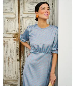 Polin et moi FERIA>Vestido Flores Lucía CELESTE