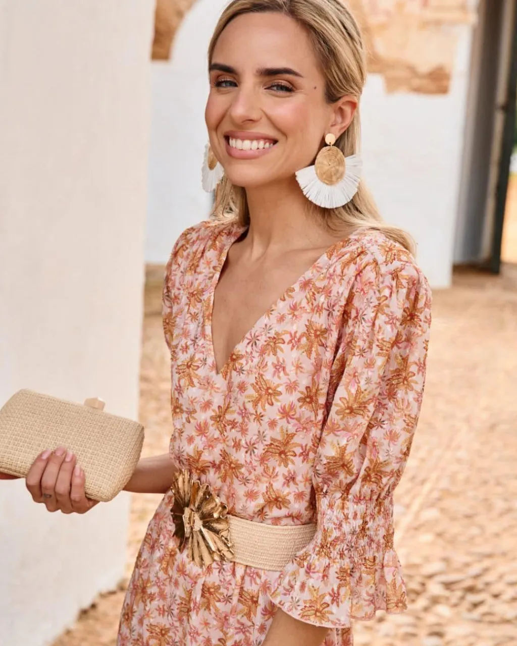 Polin et moi VESTIDOS INVITADA>Vestido Flores Opera NARANJA