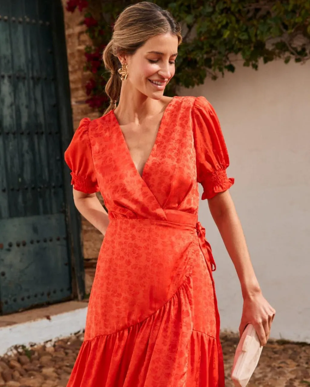 Polin et moi FERIA|VESTIDOS INVITADA>Vestido Flores Runa NARANJA