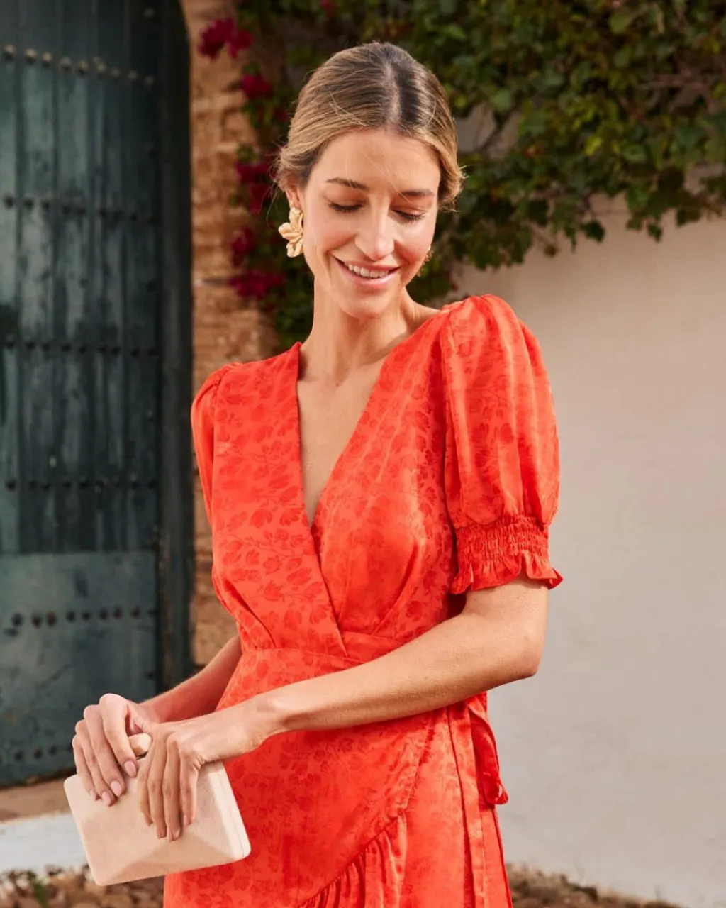 Polin et moi FERIA|VESTIDOS INVITADA>Vestido Flores Runa NARANJA