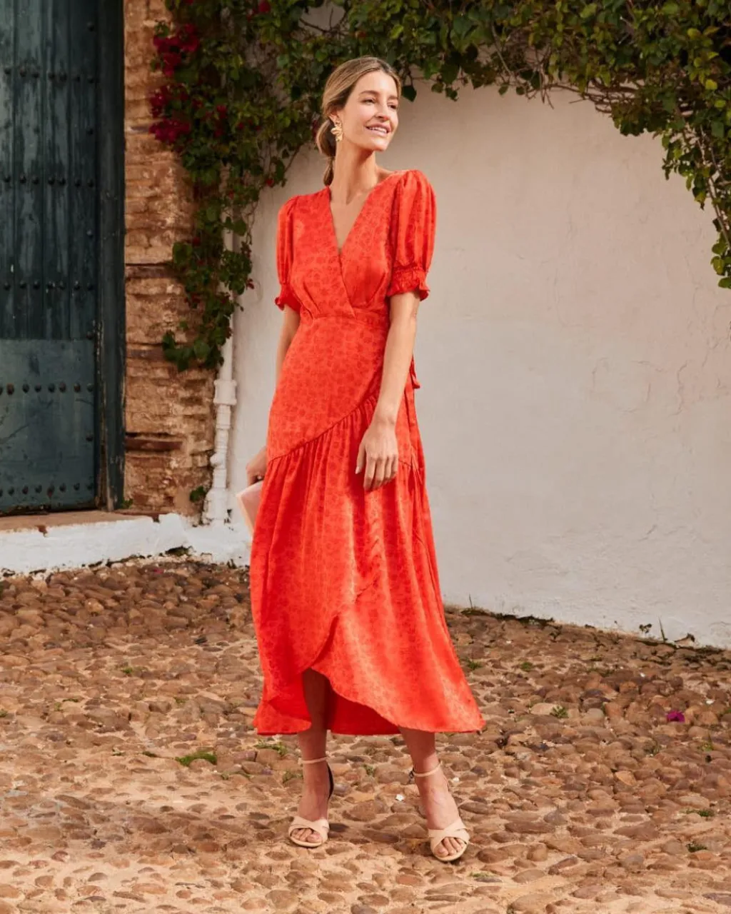 Polin et moi FERIA|VESTIDOS INVITADA>Vestido Flores Runa NARANJA