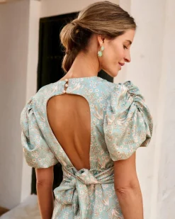 Polin et moi VESTIDOS INVITADA>Vestido Flores Sabba Verde Agua