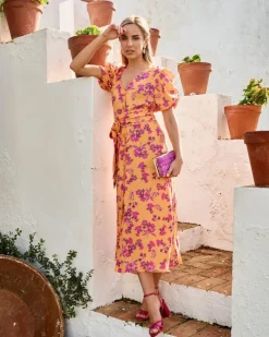 Polin et moi VESTIDOS INVITADA>Vestido Flores Sua ocre