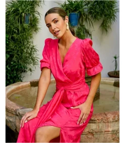 Polin et moi VESTIDOS INVITADA>Vestido Lazo Camelia Fucsia