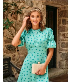 Polin et moi FERIA>Vestido Lunares Jena Turquesa