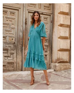 Polin et moi VESTIDOS INVITADA>Vestido Manchas Sicilia Celeste