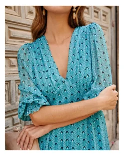 Polin et moi VESTIDOS INVITADA>Vestido Manchas Sicilia Celeste