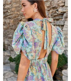 Polin et moi VESTIDOS INVITADA>Vestido Midi Lis Verde Agua