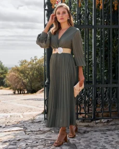 Polin et moi VESTIDOS INVITADA>Vestido Midi Nashira eucalipto