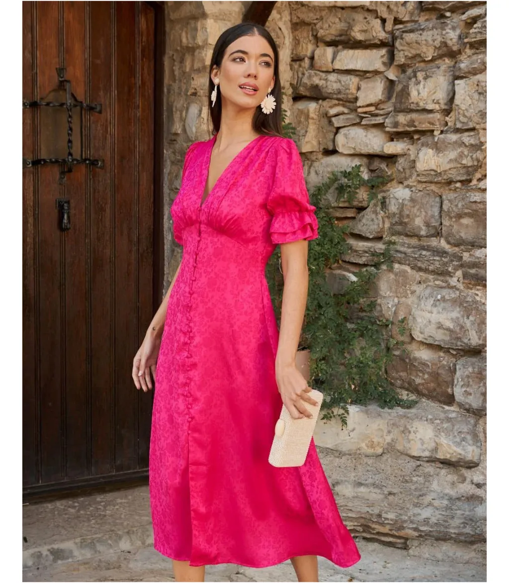 Polin et moi FERIA|VESTIDOS INVITADA>Vestido Midi Ula Fucsia