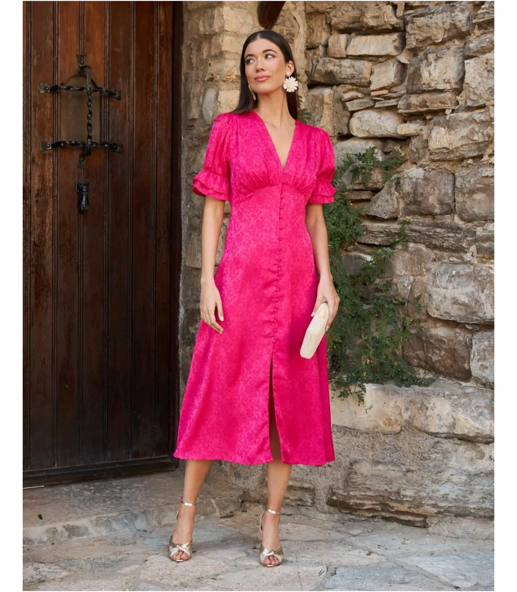Polin et moi FERIA|VESTIDOS INVITADA>Vestido Midi Ula Fucsia