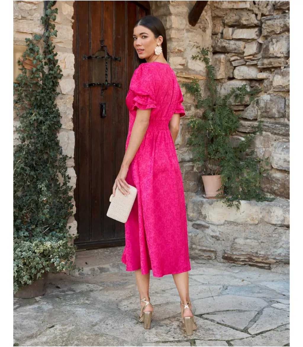 Polin et moi FERIA|VESTIDOS INVITADA>Vestido Midi Ula Fucsia