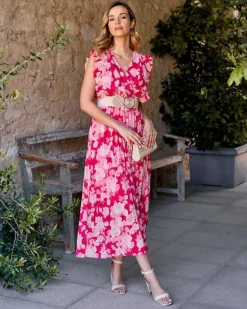 Polin et moi FERIA>Vestido Volante Hanna Frambuesa